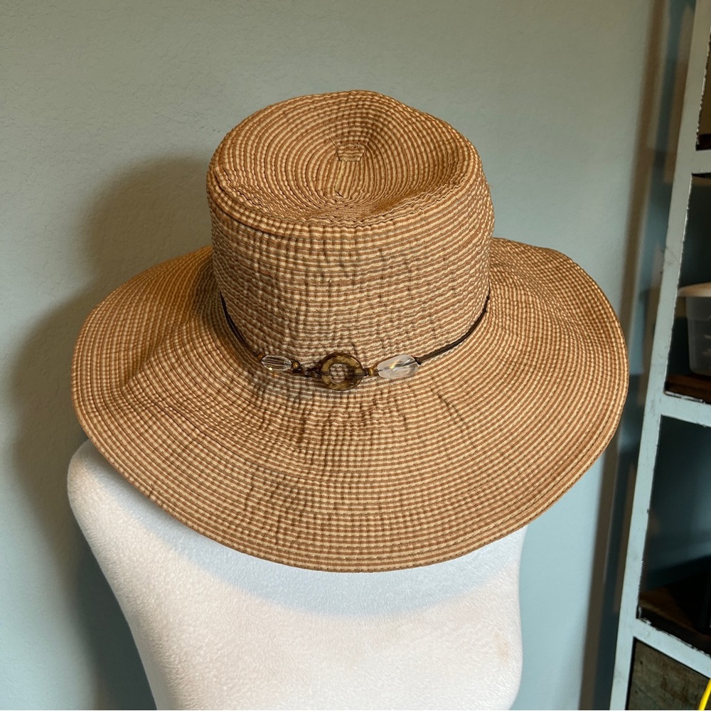 dp Tan Women's Sun Hat with boho hatband